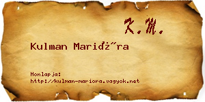 Kulman Marióra névjegykártya
